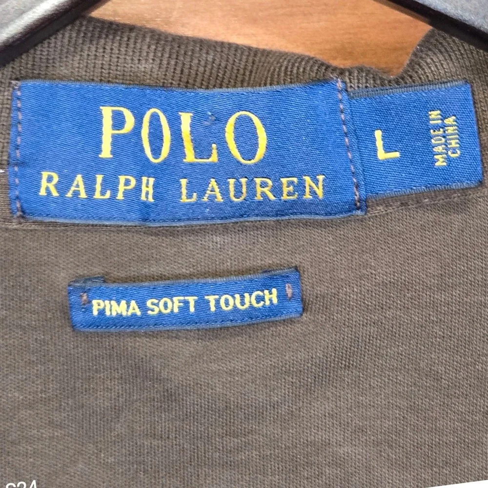 Polo Ralph Lauren Mens Pima Soft Touch Short Sleeve Polo Shirt Size L Brown‎